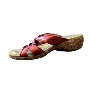 Merrell Red Leather Flip Flop Sandals